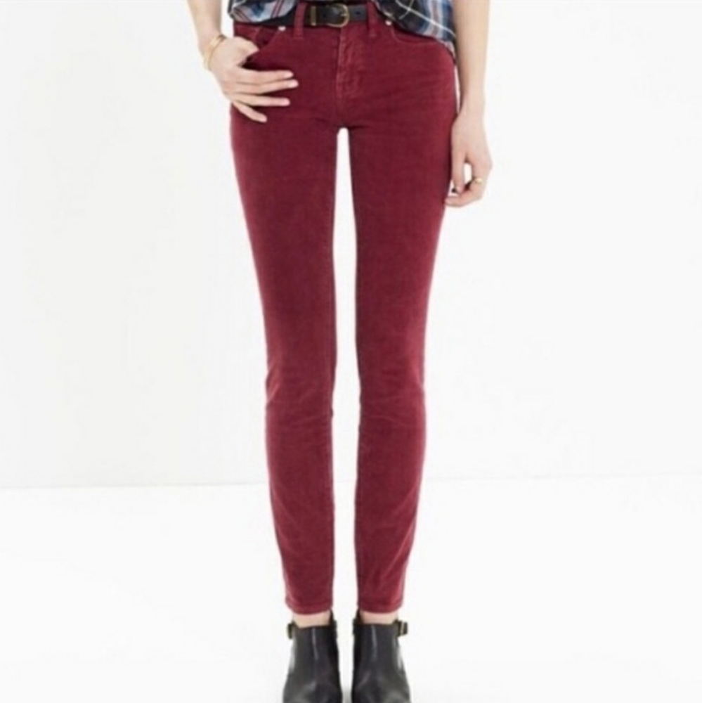 Madewell Rail Straight Corduroy Pants Wine Burgundy Size 30